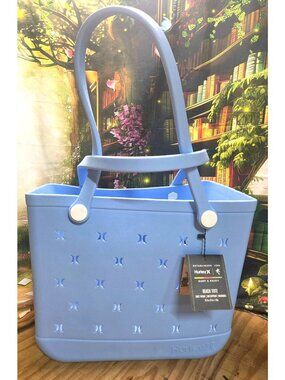Hurley Blue Lightweight Rubber Waterproof Washable Beach Tote 16"x13"x8"